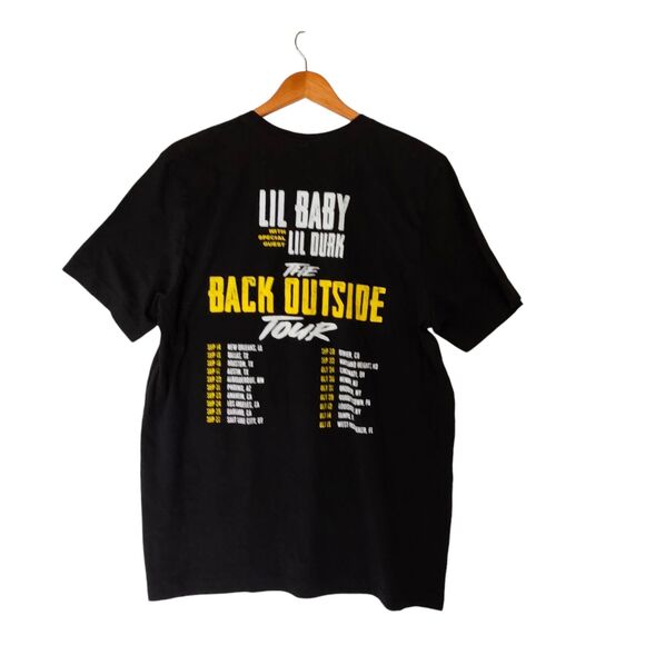 LIL BABY and LIL DURK 2021 The Back Outside Tour T-Shirt Tee Black XL Double Sid - Picture 8 of 8